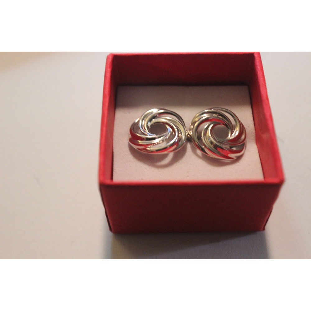 Sterling Silver 925 Openwork Swirl Knot Omega Back Stud Earrings